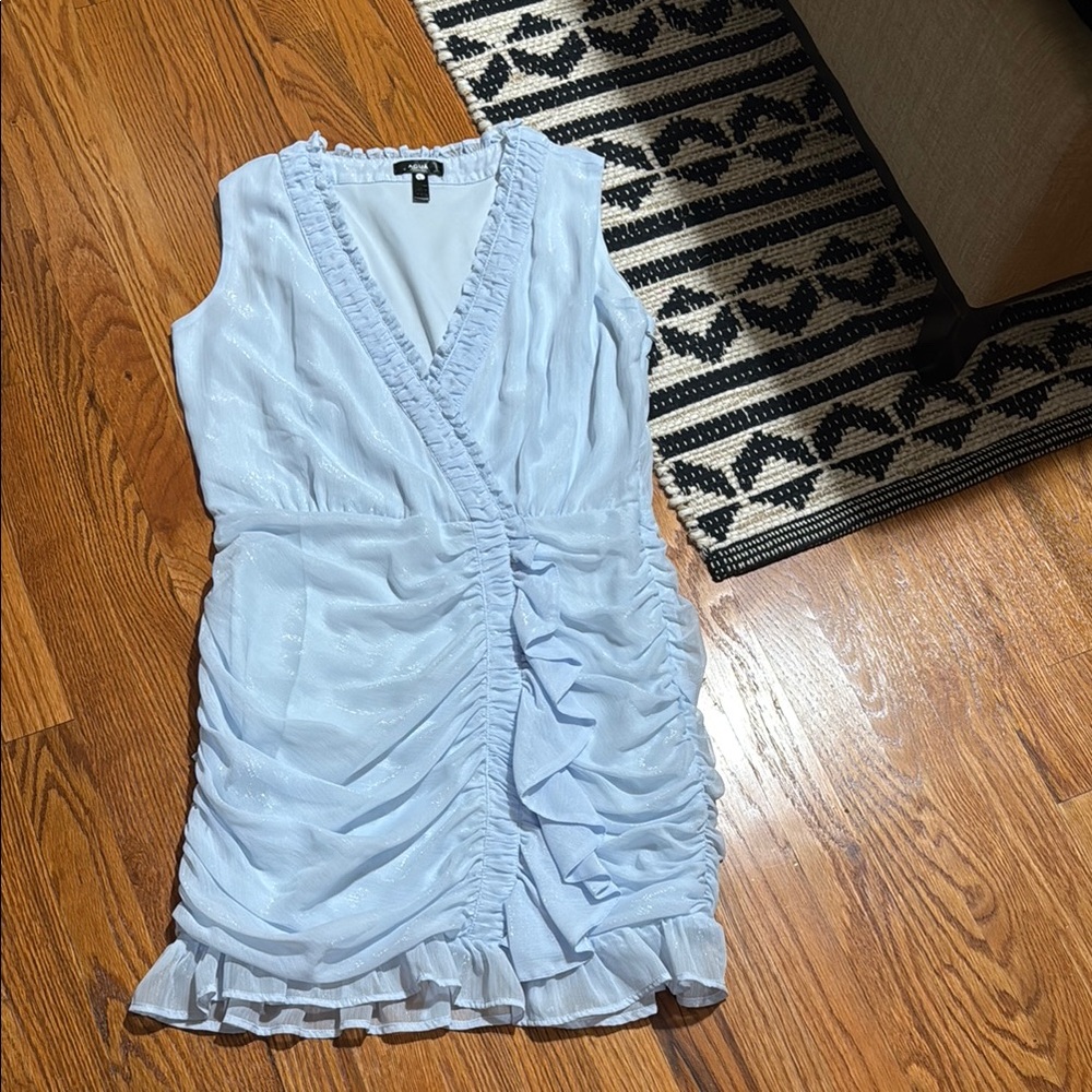 Aqua Blue Ruched Sheath Mini Dress